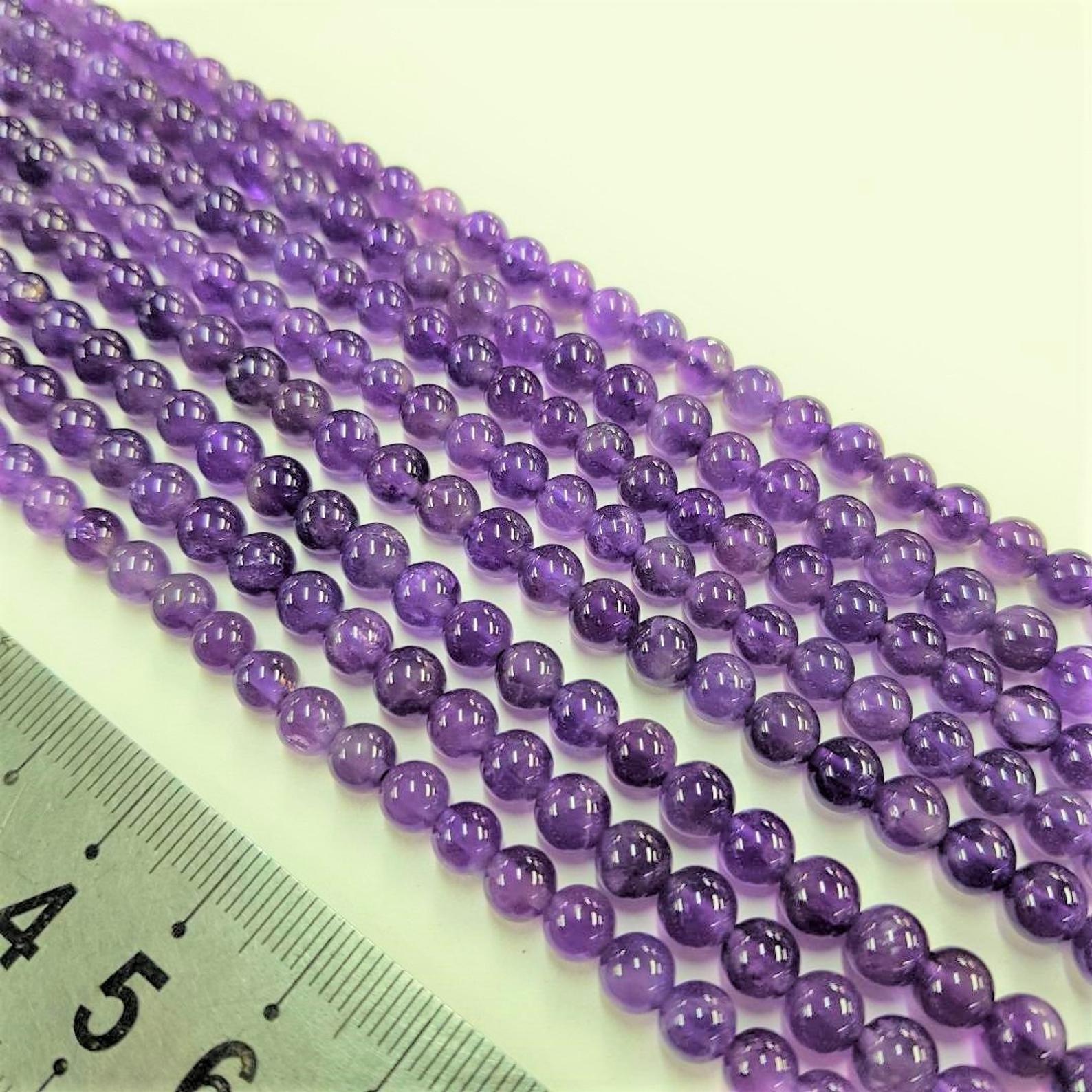 Amethyst 4mm Polished Natural Gemstone Bead Strand – Aussie Bead