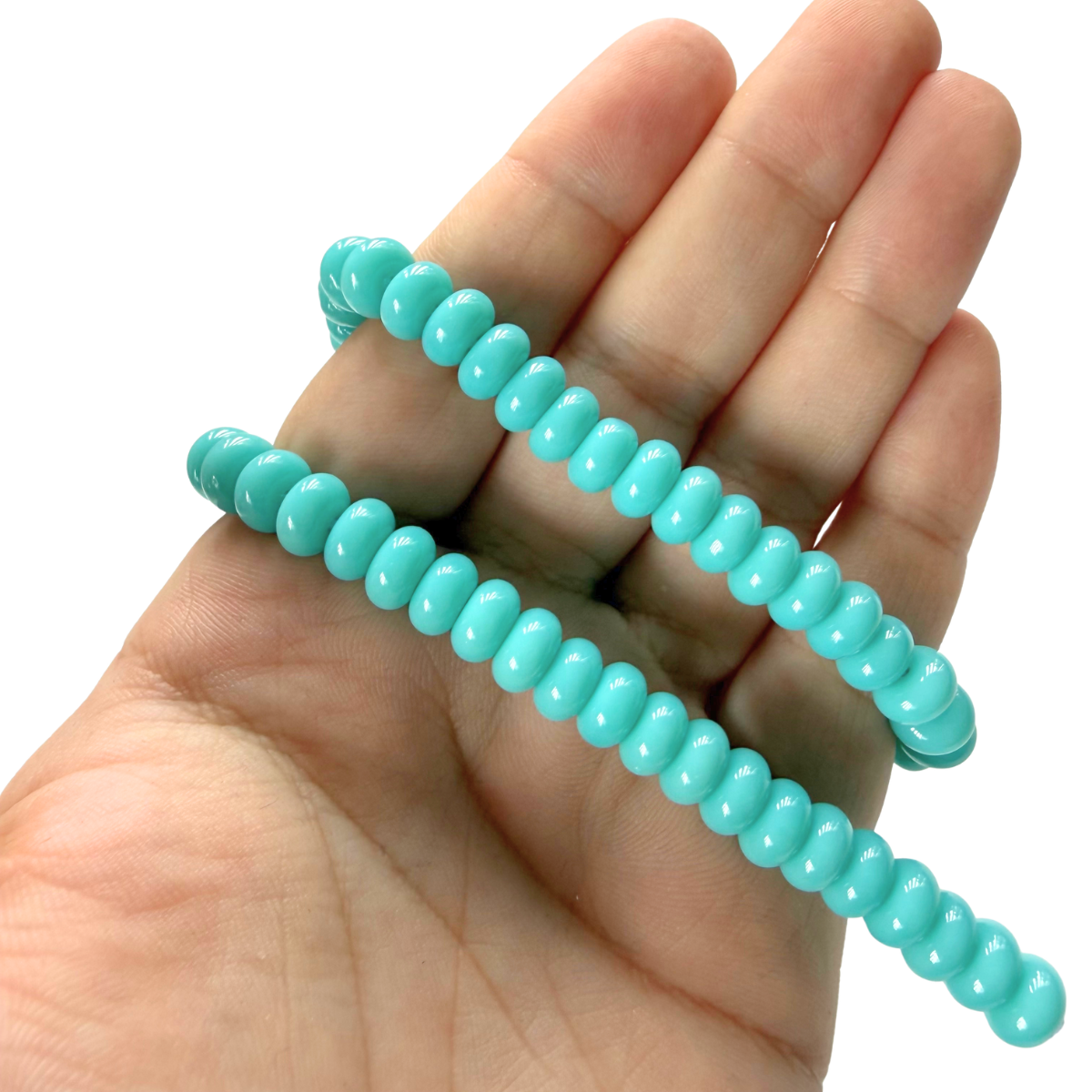 Bead Store Display Aqua Opaque 8x5mm Rondelle Glass Bead Strand – Aussie Bead Supply