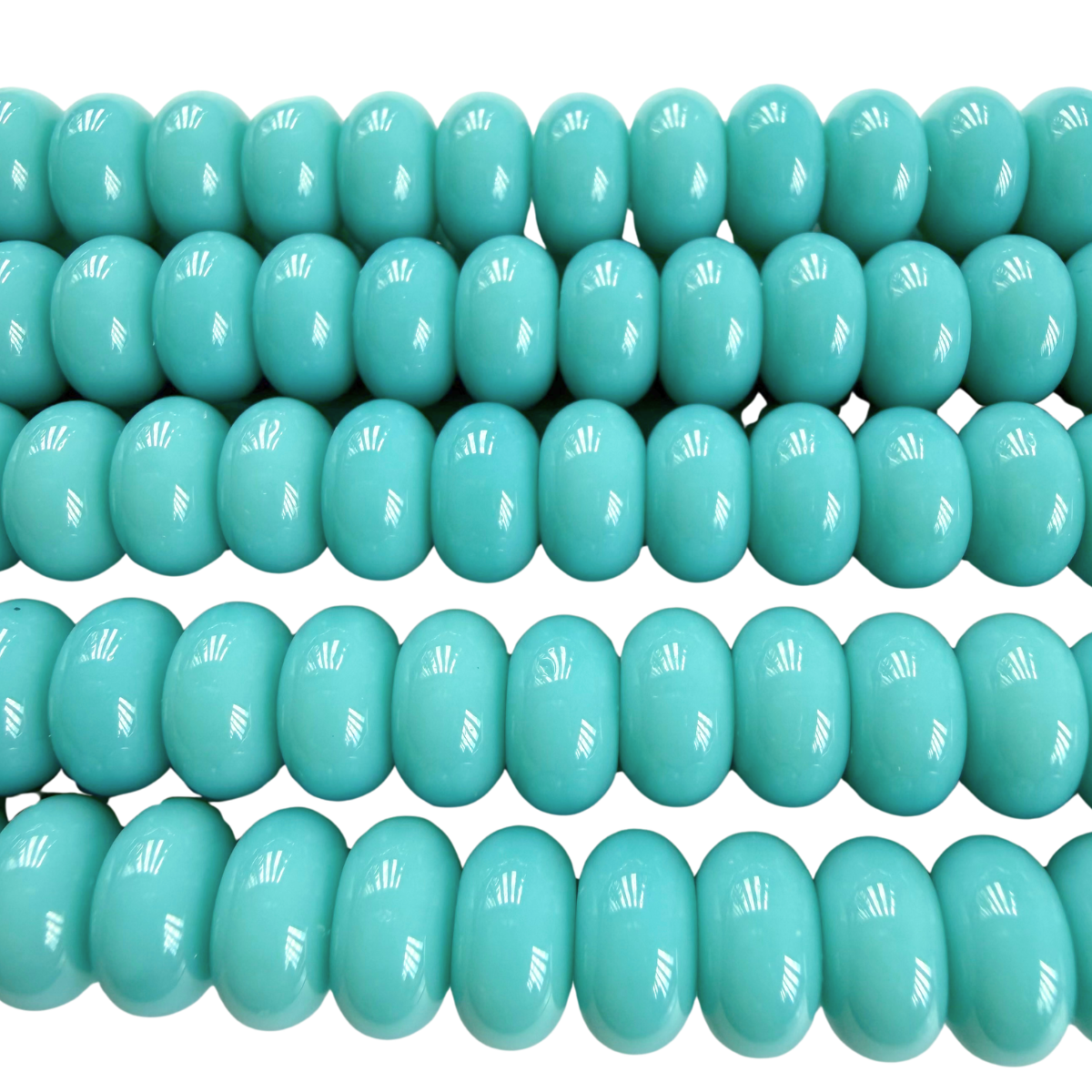 Bead Store Display Aqua Opaque 8x5mm Rondelle Glass Bead Strand – Aussie Bead Supply
