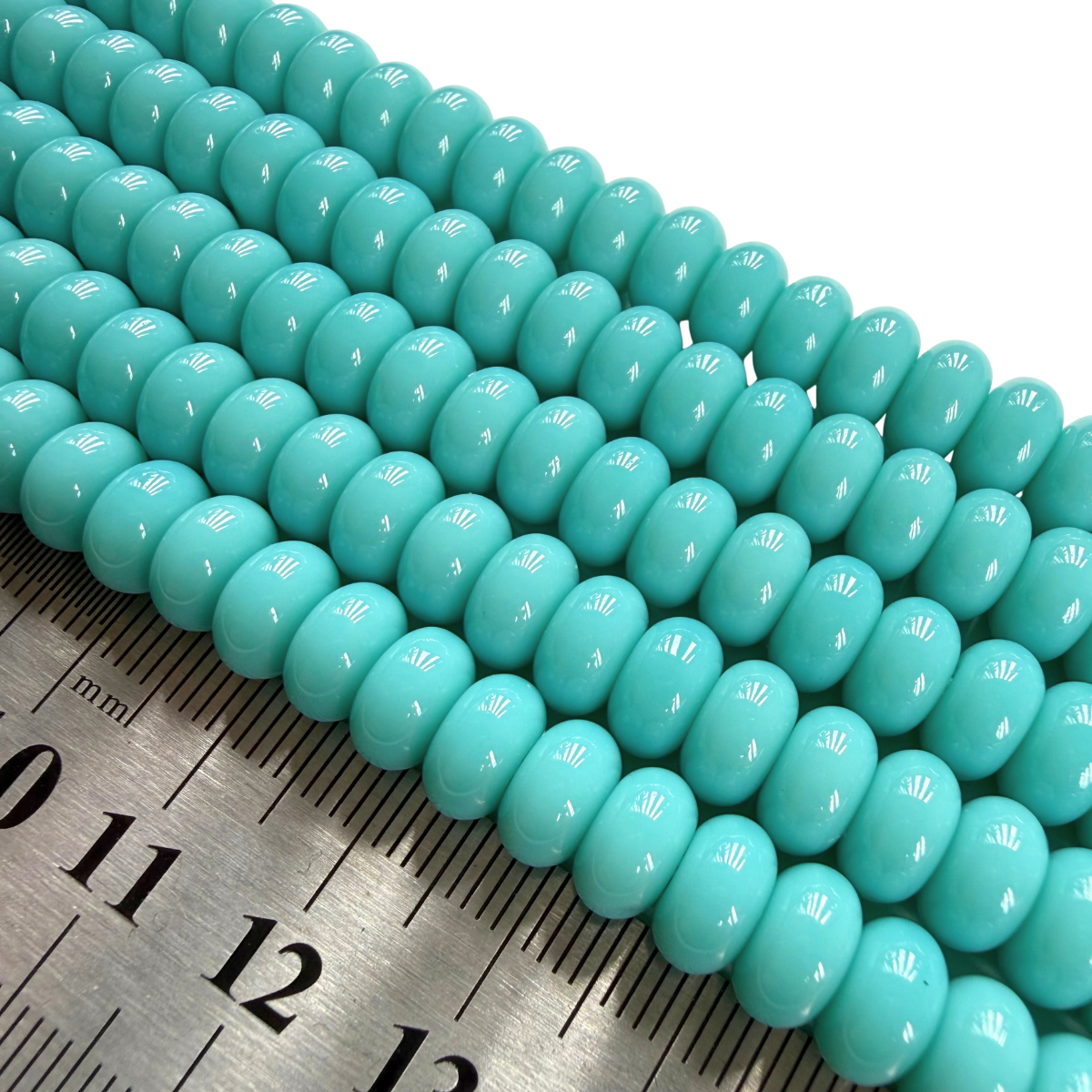 Bead Store Display Aqua Opaque 8x5mm Rondelle Glass Bead Strand – Aussie Bead Supply