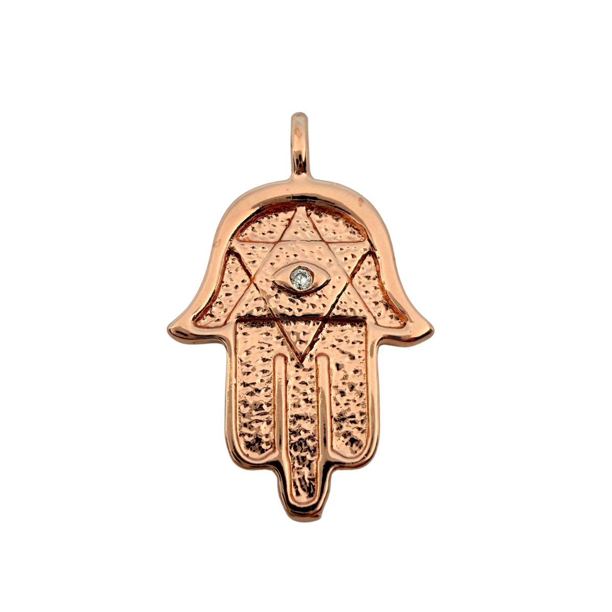 CZ Hamsa Hand 1pc Rose Gold Plated Tarnish Resistant Pendant