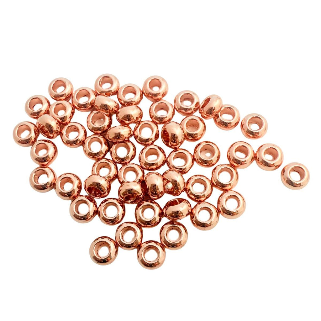 Rondelle Spacer Beads 4mm 50pcs Rose Gold Plated Tarnish Resistant