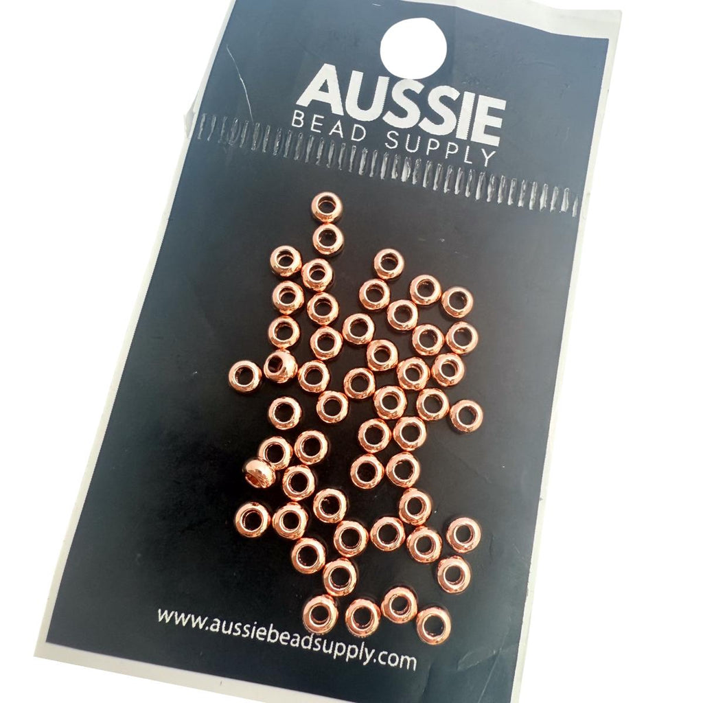 Rondelle Spacer Beads 4mm 50pcs Rose Gold Plated Tarnish Resistant