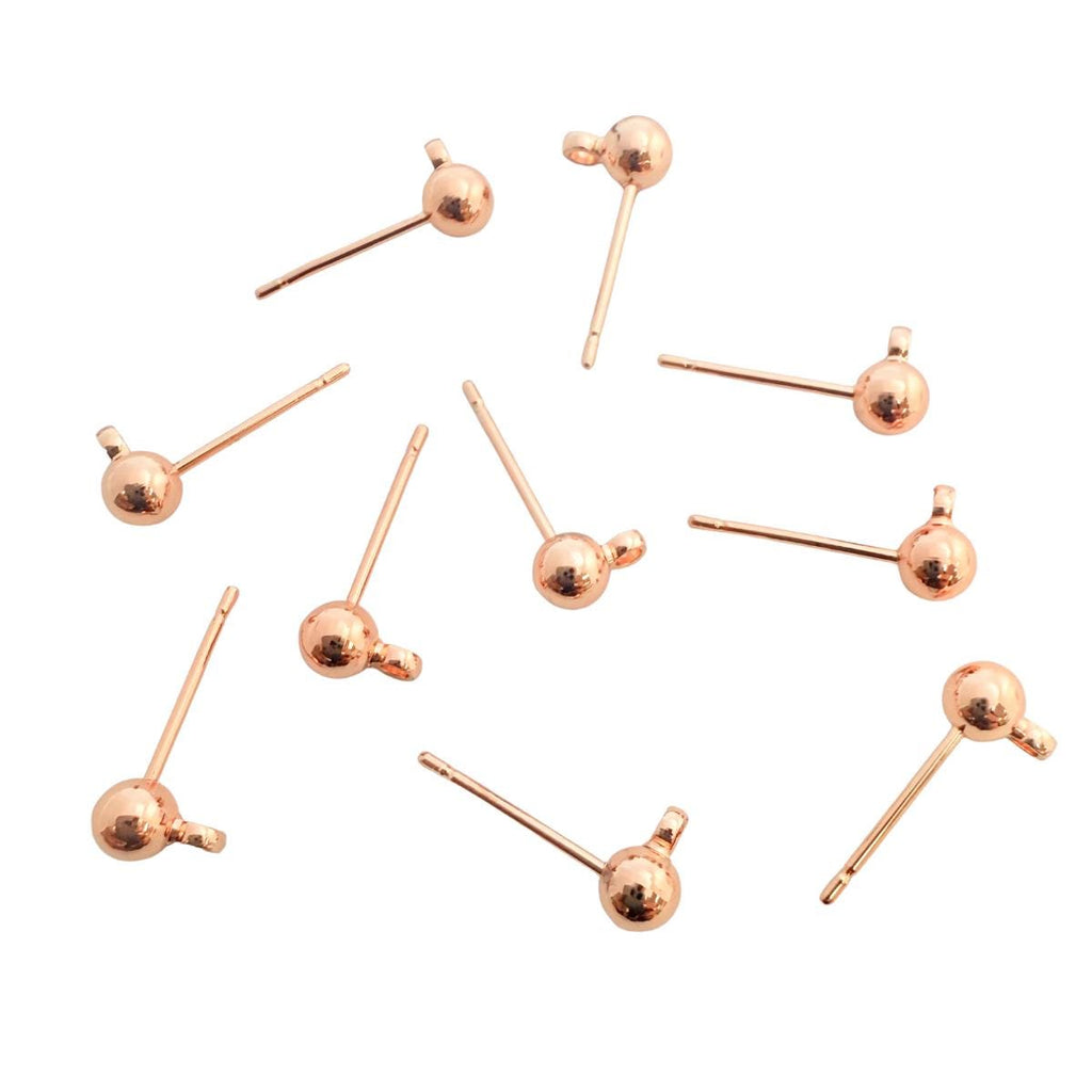 Ball Stud Earrings 4mm 5 Pairs Rose Gold Plated Tarnish Resistant