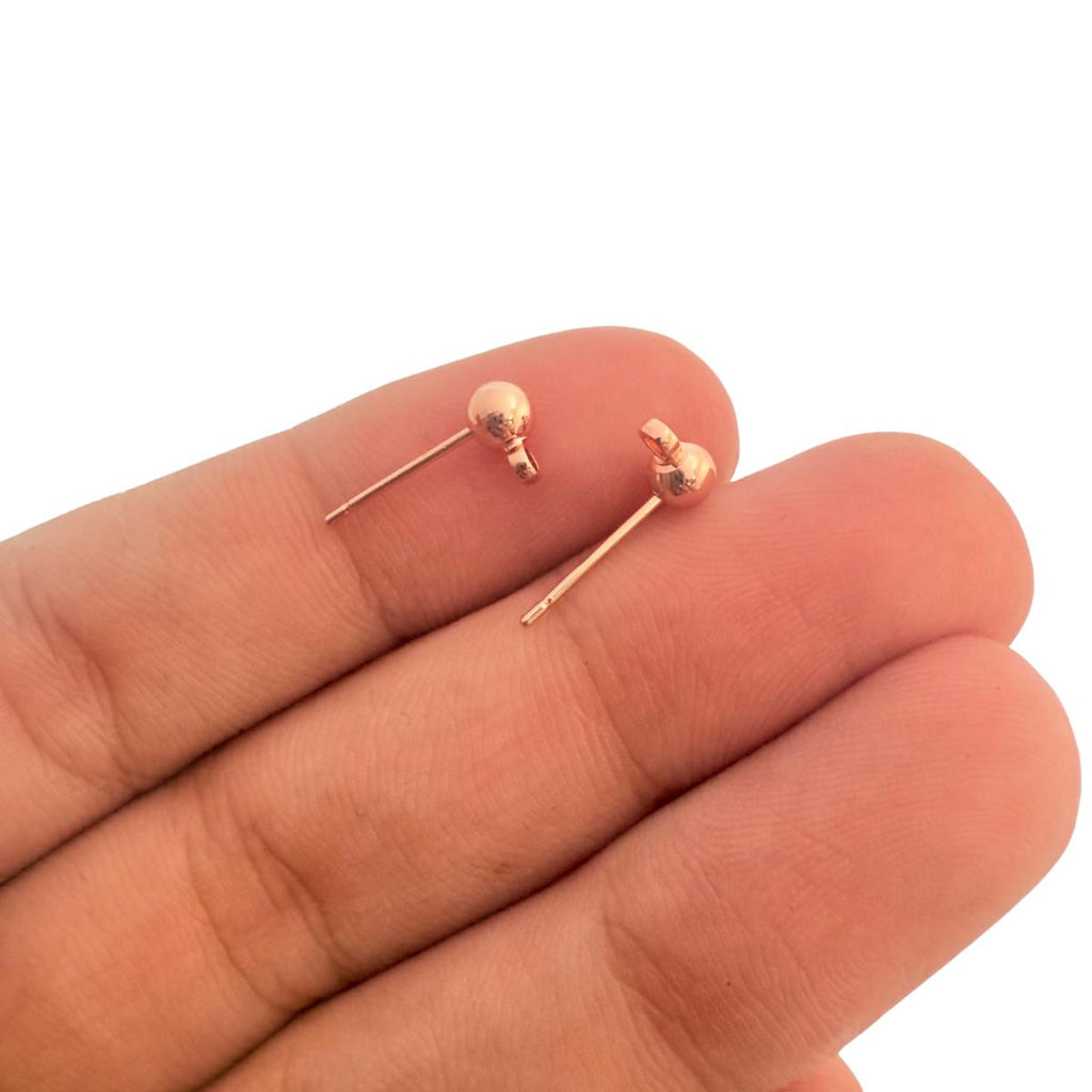 Ball Stud Earrings 4mm 5 Pairs Rose Gold Plated Tarnish Resistant