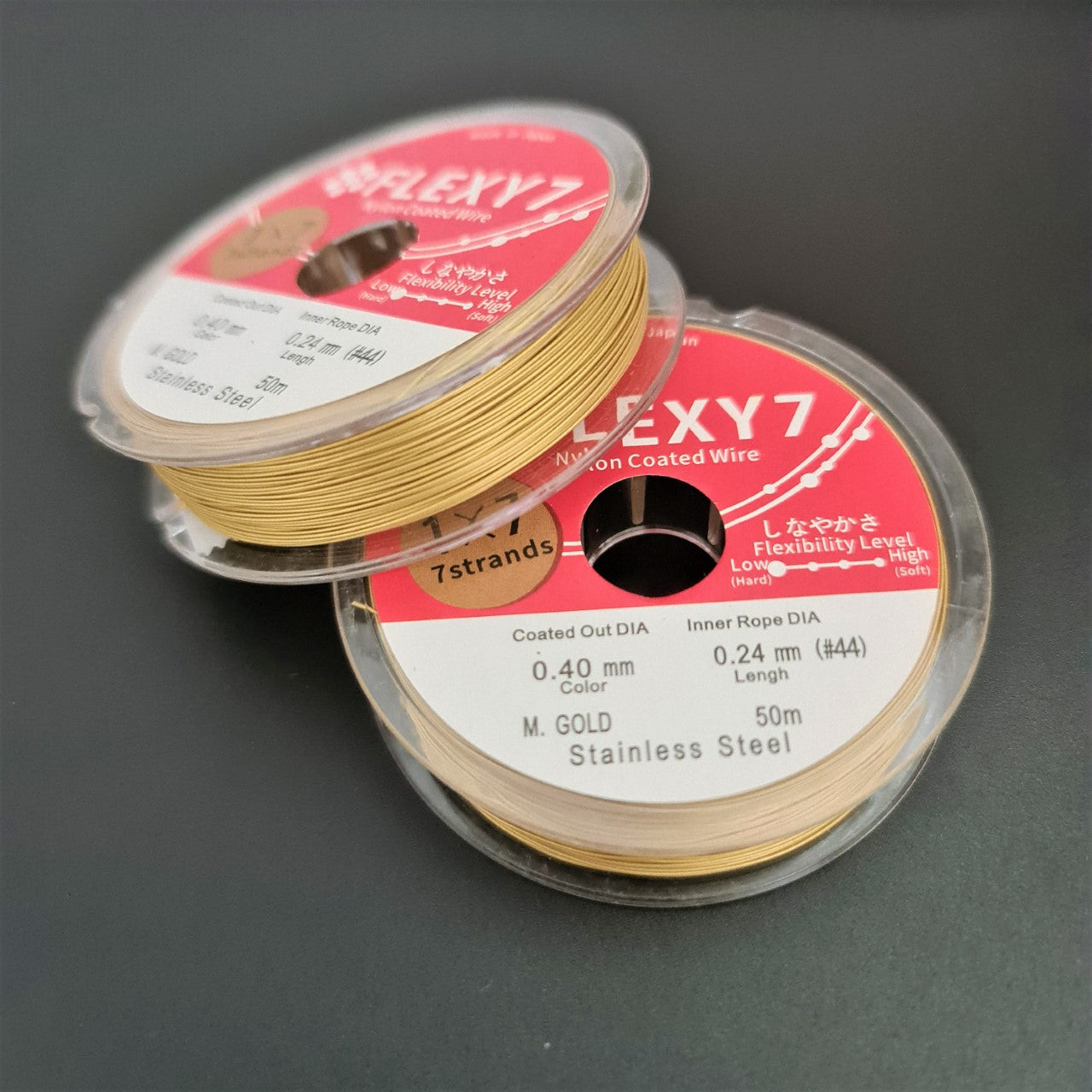 Premium Tiger Tail  0.4mm Gold 50m Roll Beading Wire