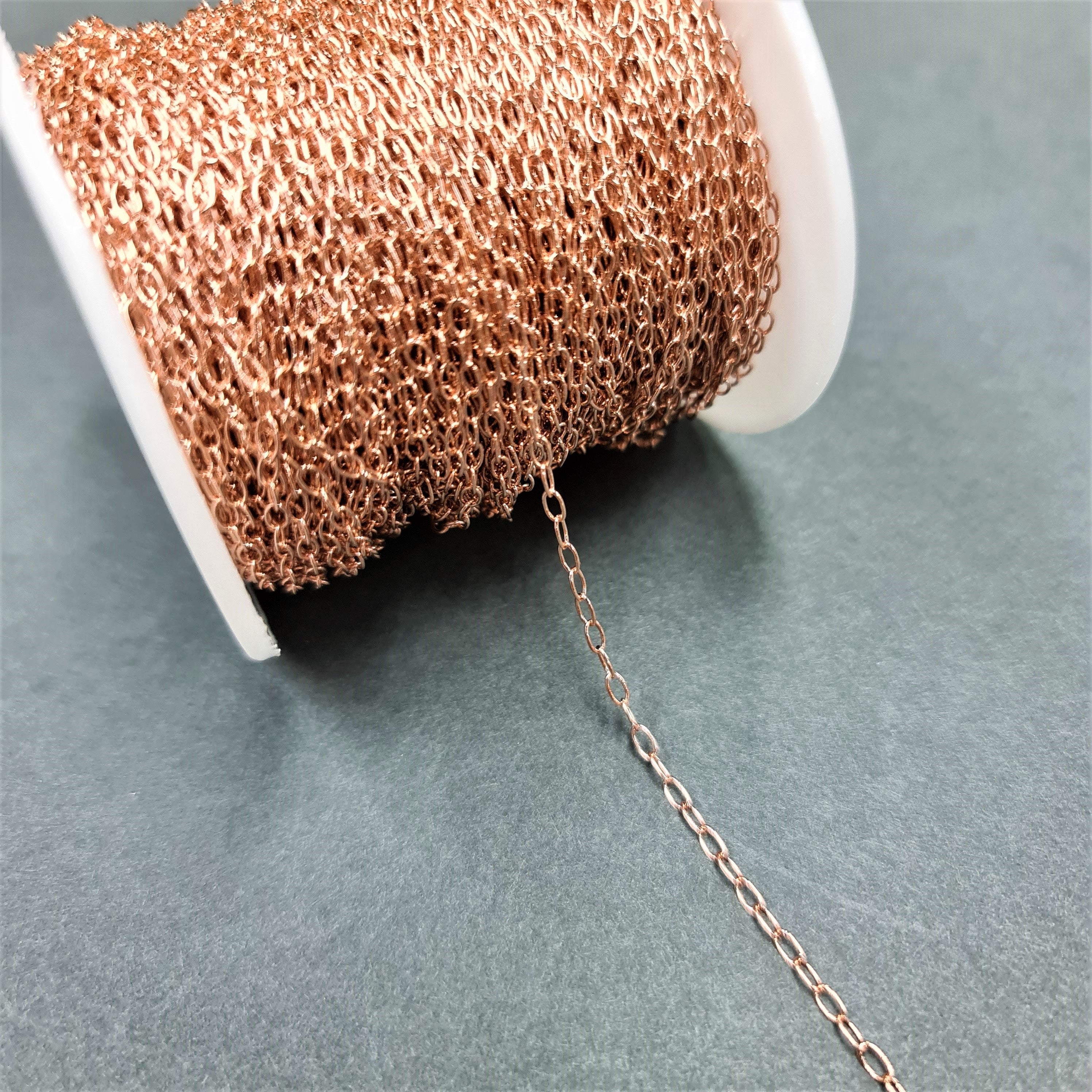 Paperclip Chain 3.5x2mm 1 Metre Rose Gold Plated Tarnish Resistant