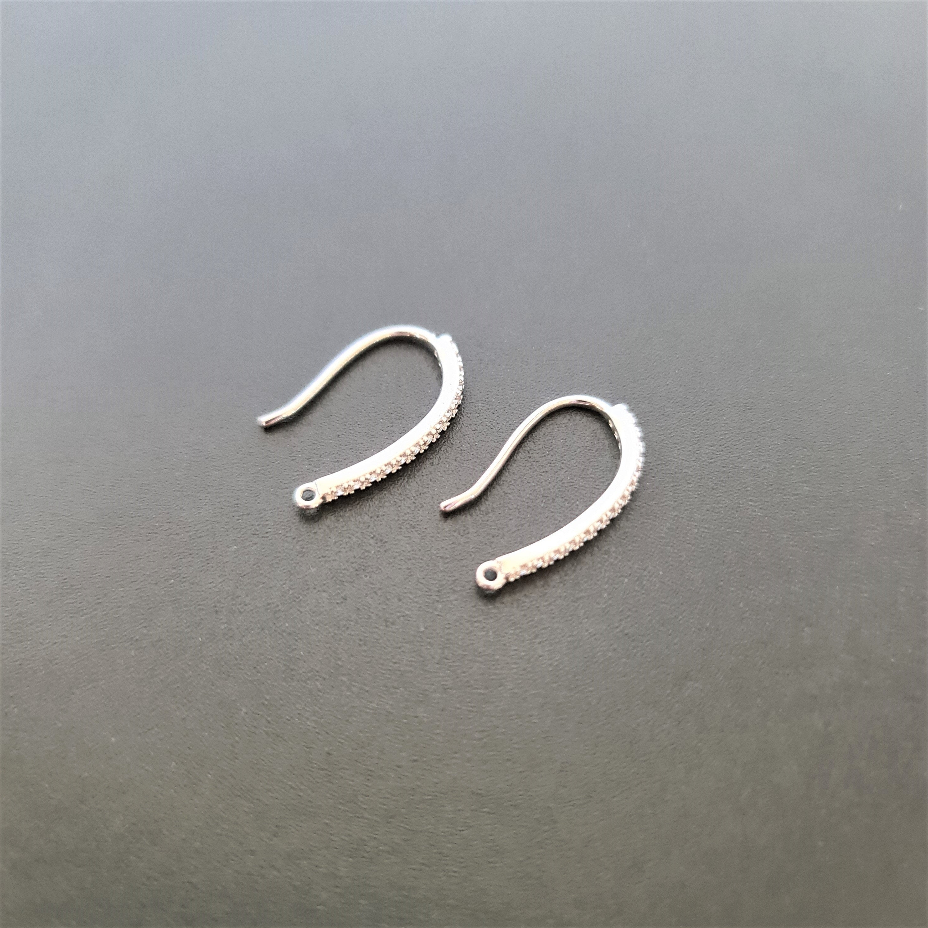 21mm Tarnish Resistant Silver Plated CZ French Earring Hooks - 1 Pair –  Aussie Bead Supply